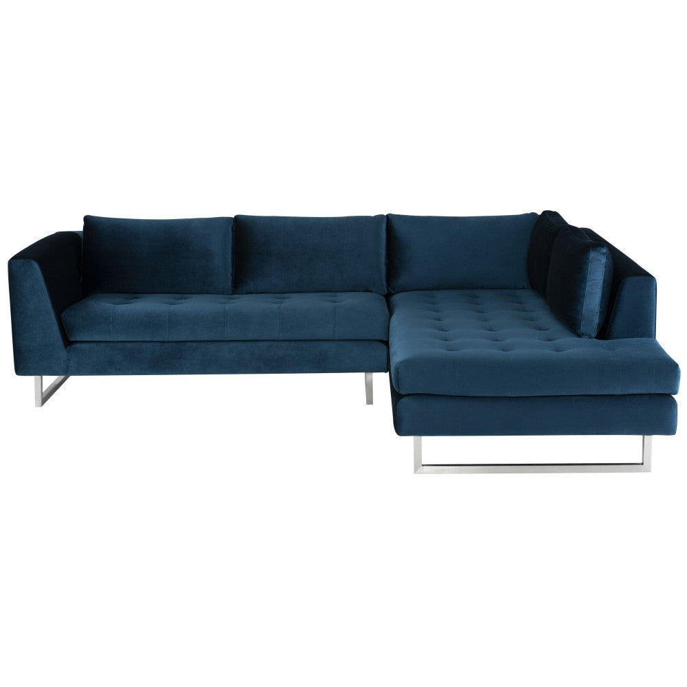 Janis Midnight Blue Fabric Sectional Sofa, HGSC252