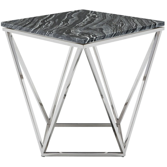 Jasmine Black Wood Vein Stone Side Table, HGNA300