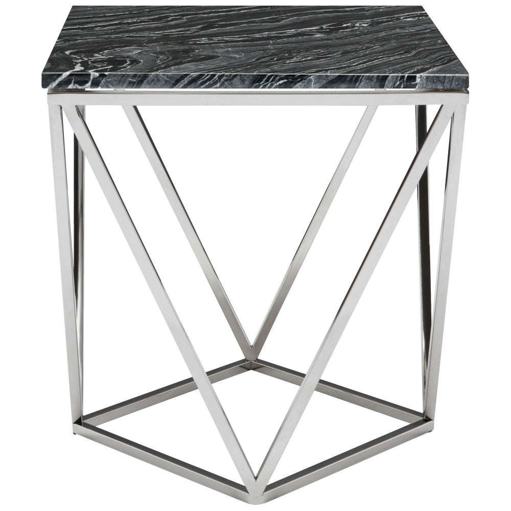 Jasmine Black Wood Vein Stone Side Table, HGNA300