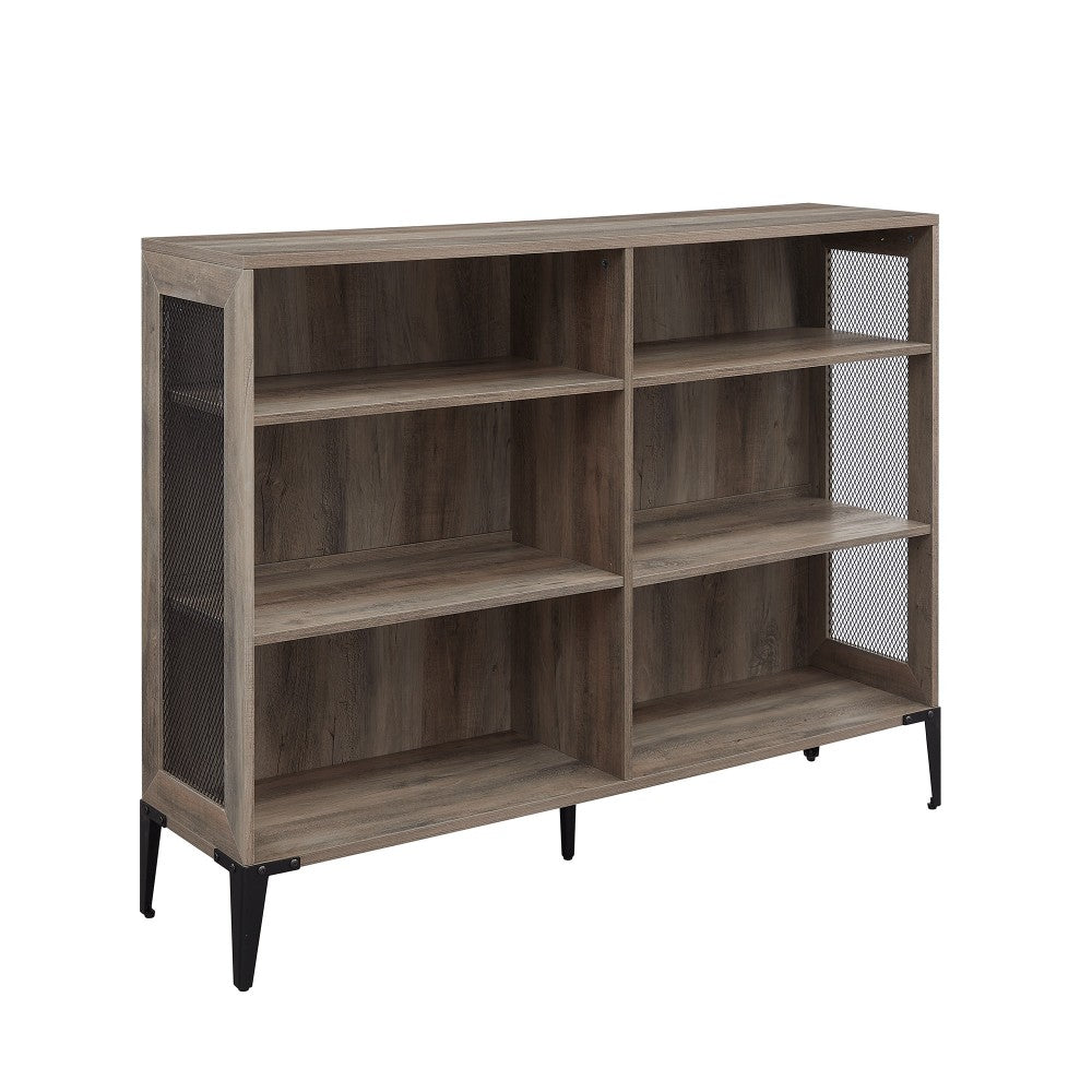 Jasper 52" Mesh Side Industrial Bookshelf - Gray Wash