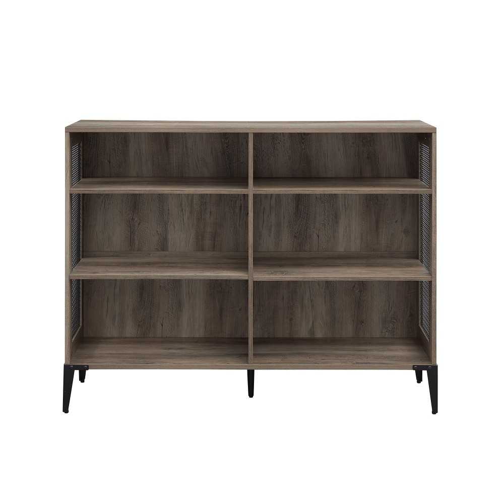 Jasper 52" Mesh Side Industrial Bookshelf - Gray Wash