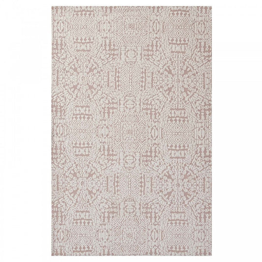 Javiera Contemporary Moroccan 5x8 Area Rug, Ivory and Cameo Rose