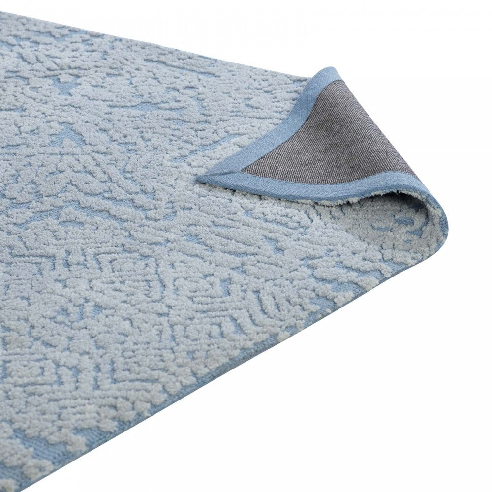 Javiera Contemporary Moroccan 5x8 Area Rug, Ivory and Light Blue