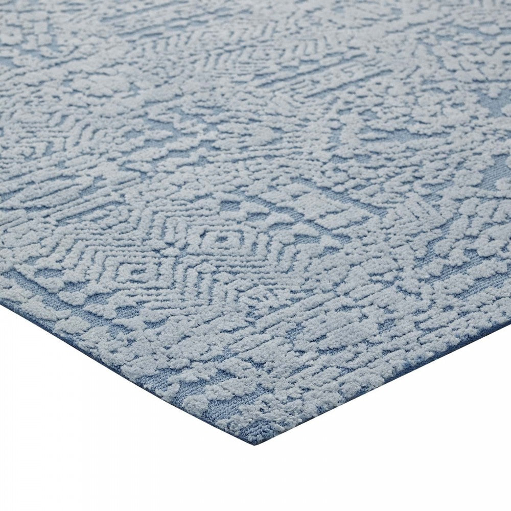 Javiera Contemporary Moroccan 5x8 Area Rug, Ivory and Light Blue