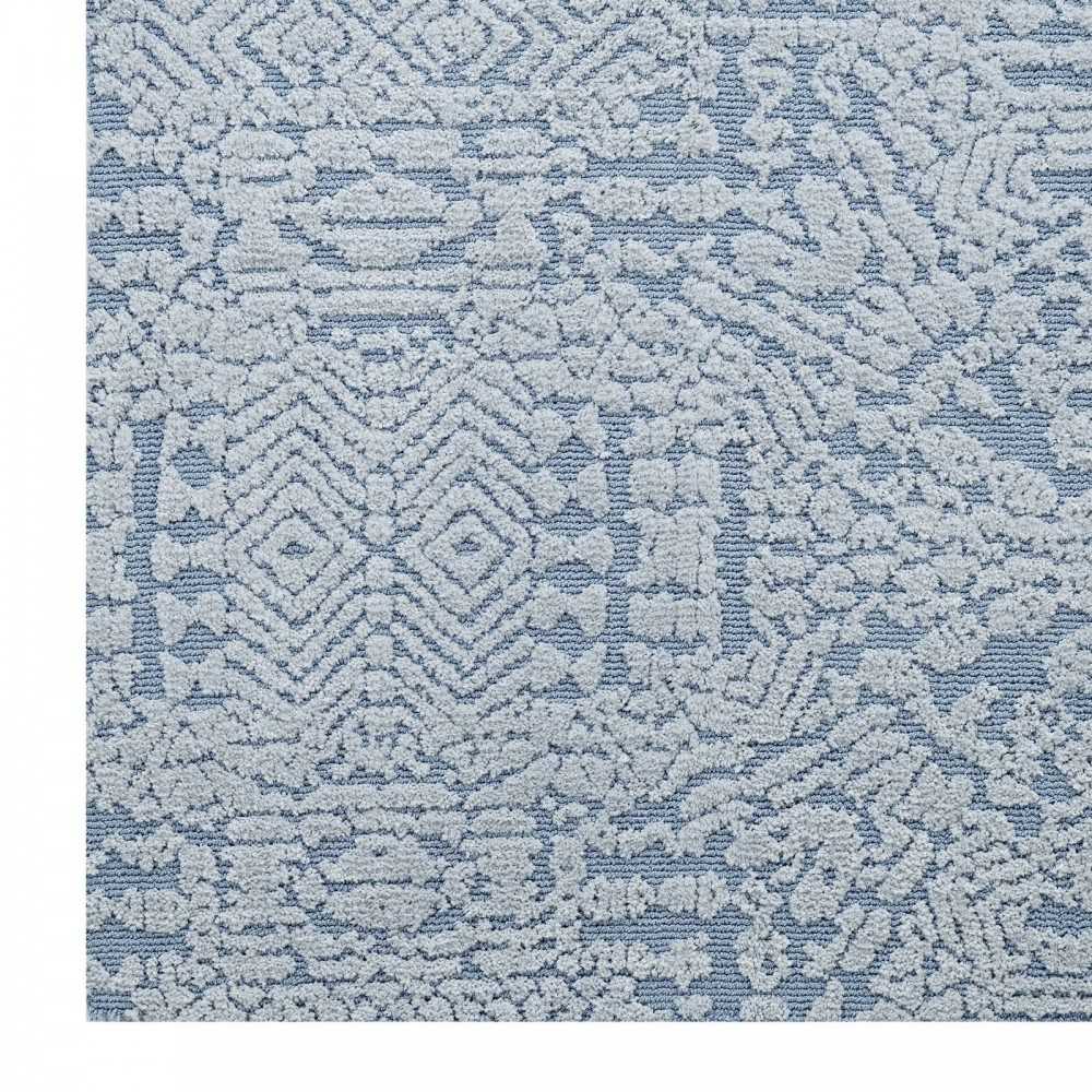 Javiera Contemporary Moroccan 5x8 Area Rug, Ivory and Light Blue