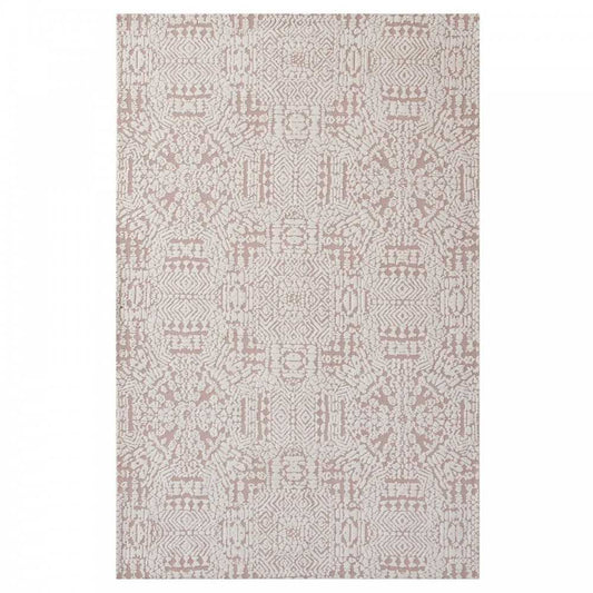 Javiera Contemporary Moroccan 8x10 Area Rug, Ivory and Cameo Rose