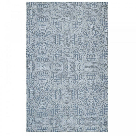 Javiera Contemporary Moroccan 8x10 Area Rug, Ivory and Light Blue