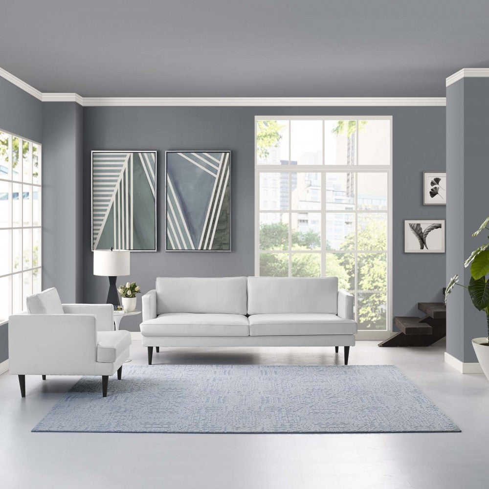 Javiera Contemporary Moroccan 8x10 Area Rug, Ivory and Light Blue