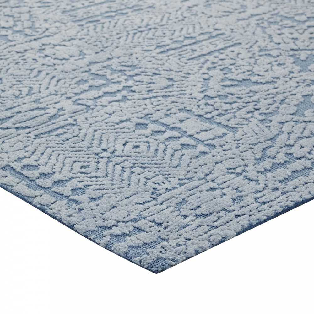 Javiera Contemporary Moroccan 8x10 Area Rug, Ivory and Light Blue