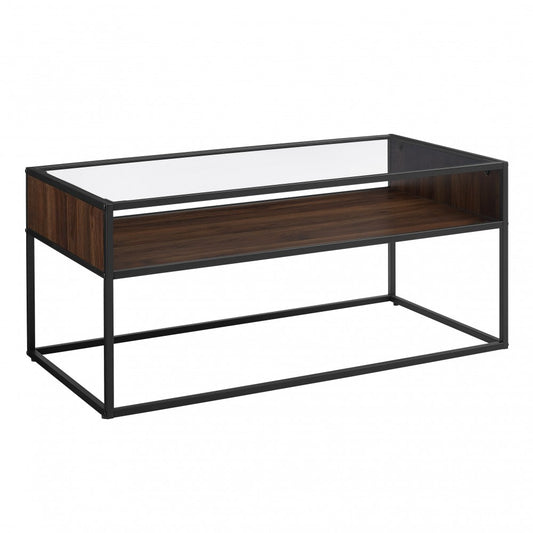 Jersey Urban Box Frame Glass Top Coffee Table - Dark Walnut