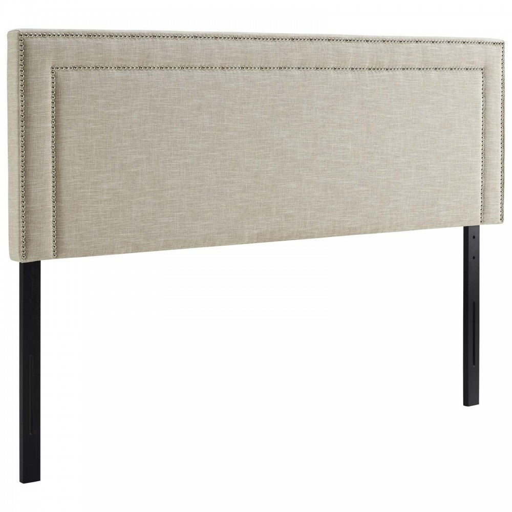 Jessamine King Upholstered Fabric Headboard, White, MOD-5380-BEI