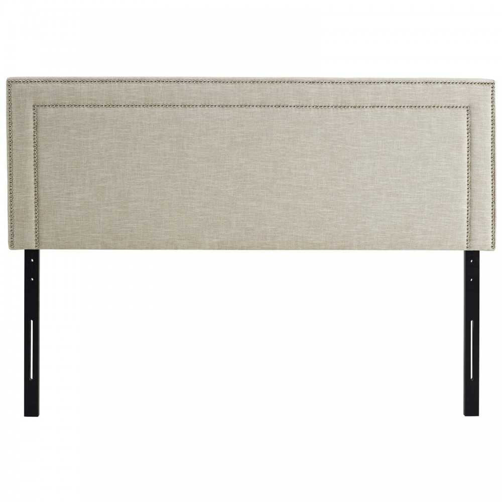 Jessamine King Upholstered Fabric Headboard, White, MOD-5380-BEI