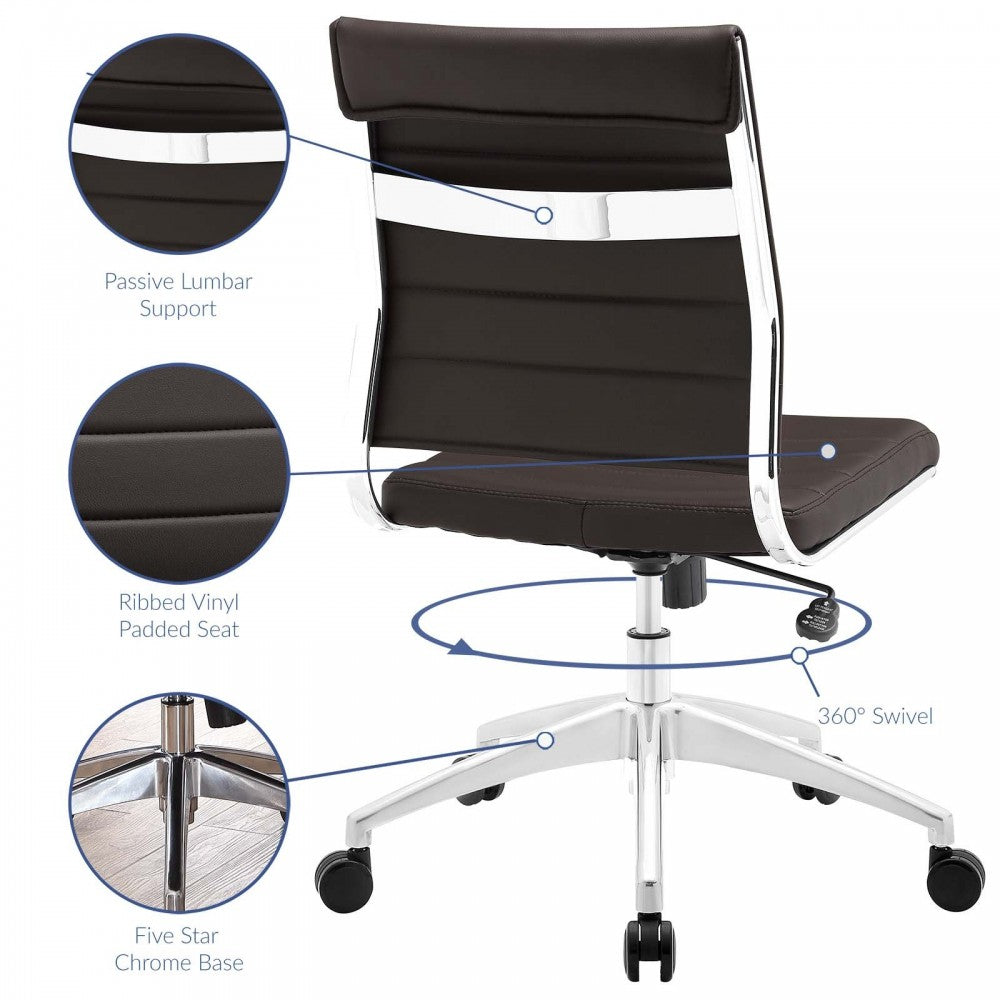 Jive Armless Mid Back Office Chair, Brown