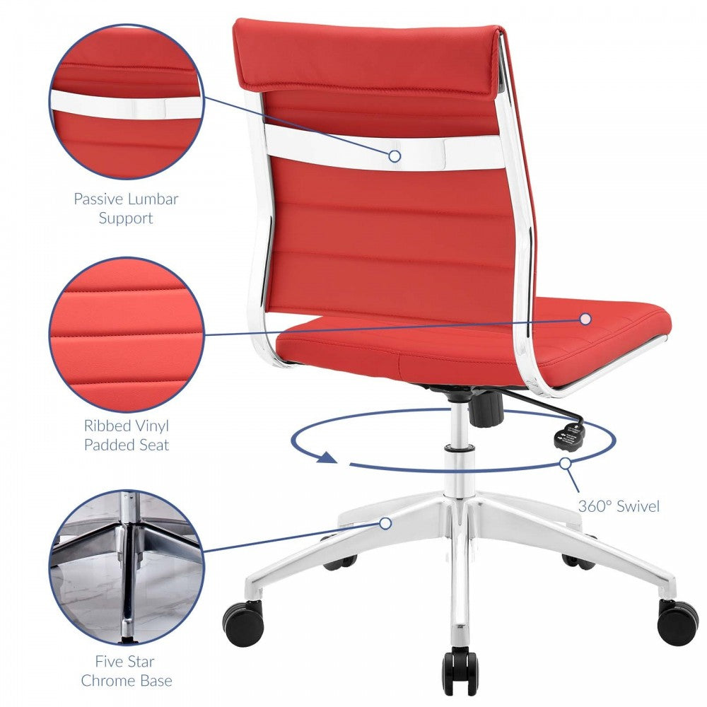 Jive Armless Mid Back Office Chair, Red
