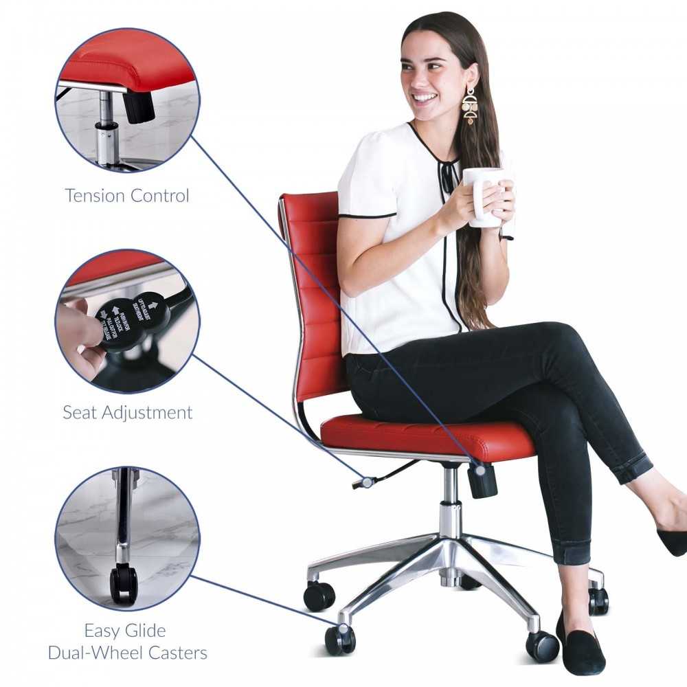 Jive Armless Mid Back Office Chair, Red