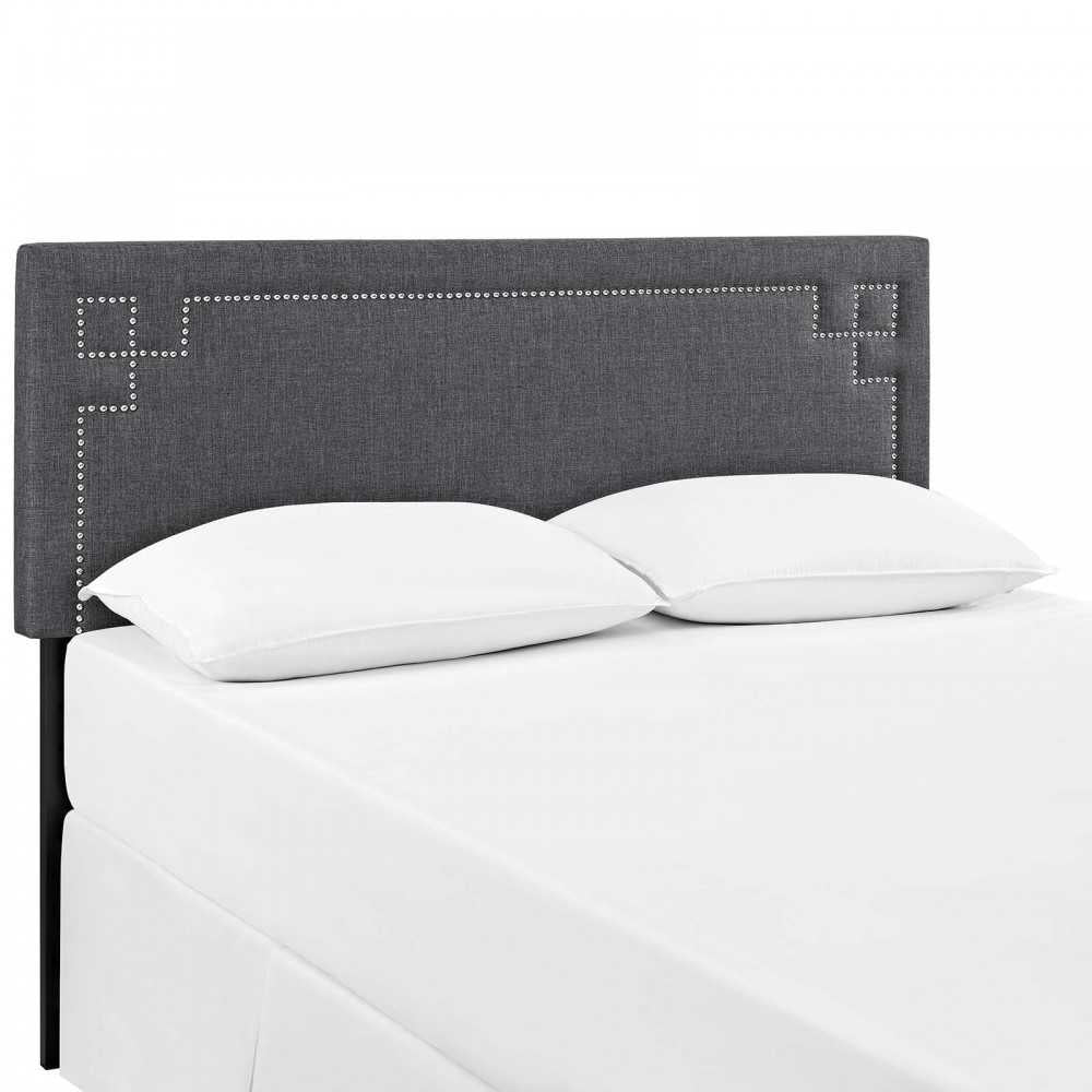 Josie King Upholstered Fabric Headboard, Gray