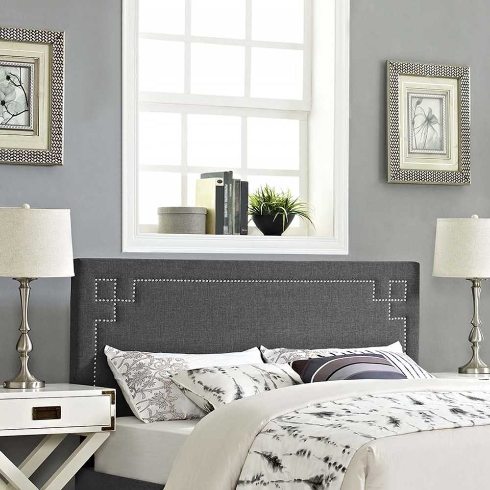 Josie King Upholstered Fabric Headboard, Gray