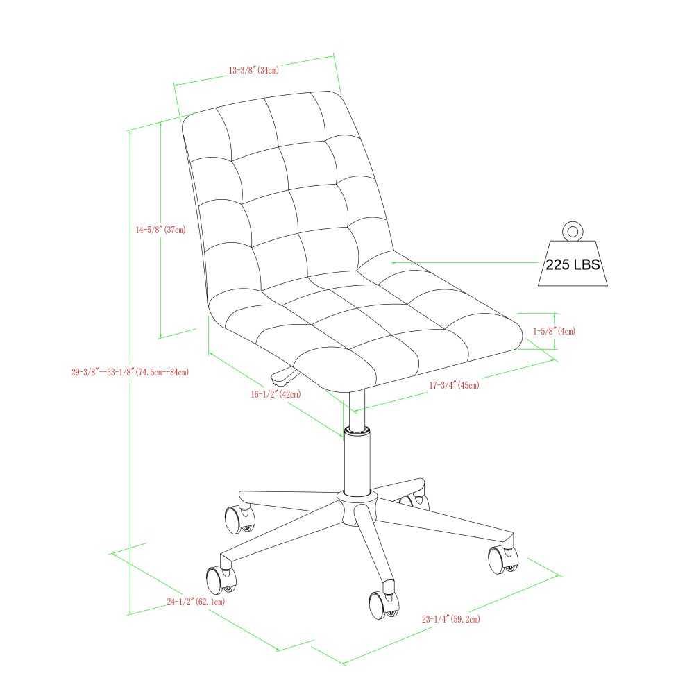 Josie Upholstered Armless Swivel Task Chair - Smoke Gray
