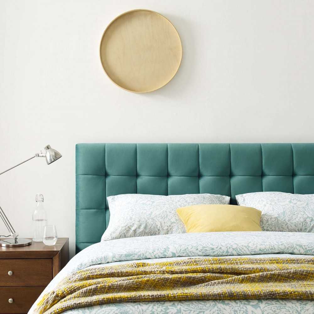 Julia Queen Biscuit Tufted Performance Velvet Platform Bed, Teal
