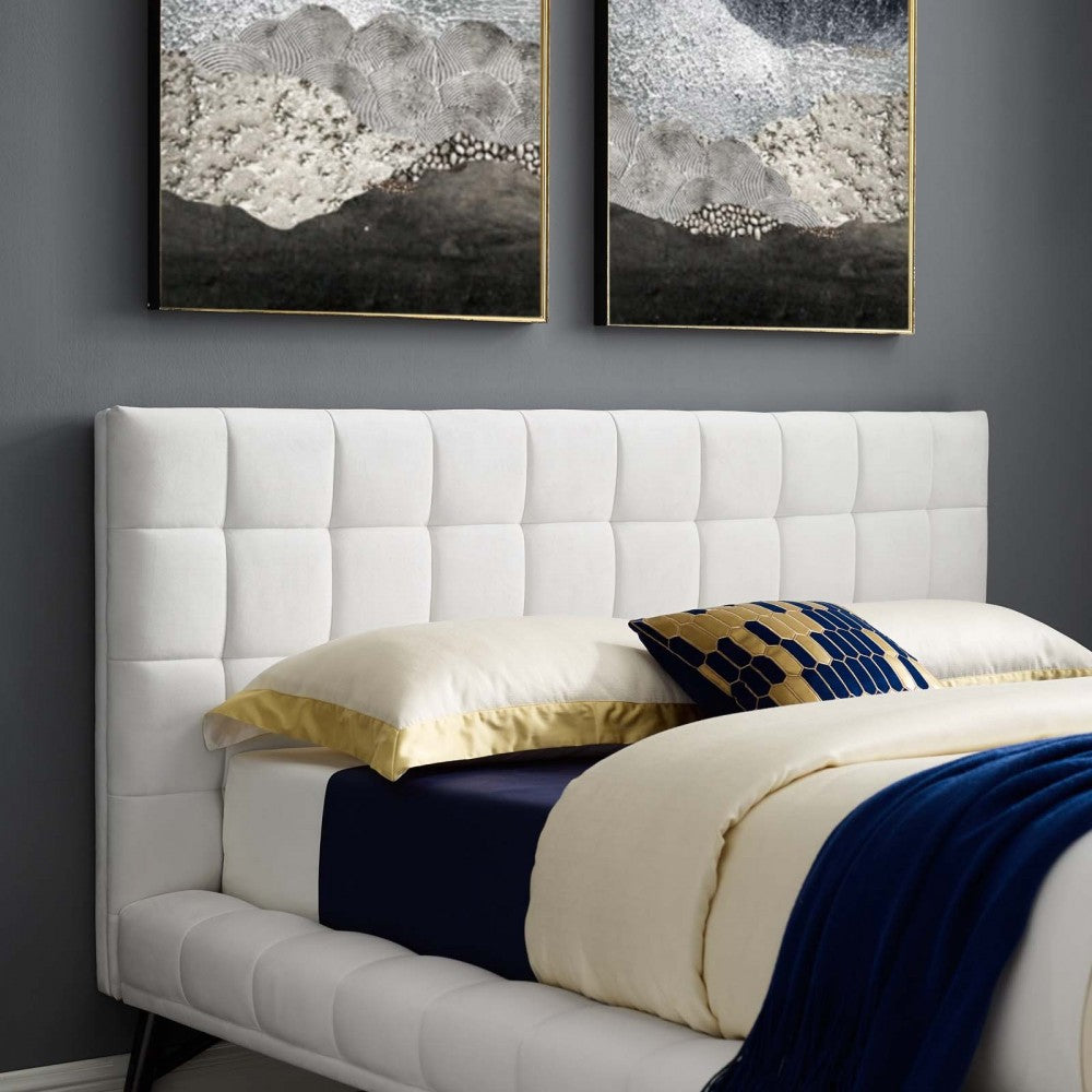 Julia Queen Biscuit Tufted Performance Velvet Platform Bed, White