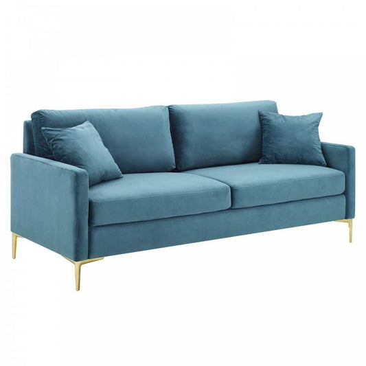 Juliana Performance Velvet Sofa, Sea Blue