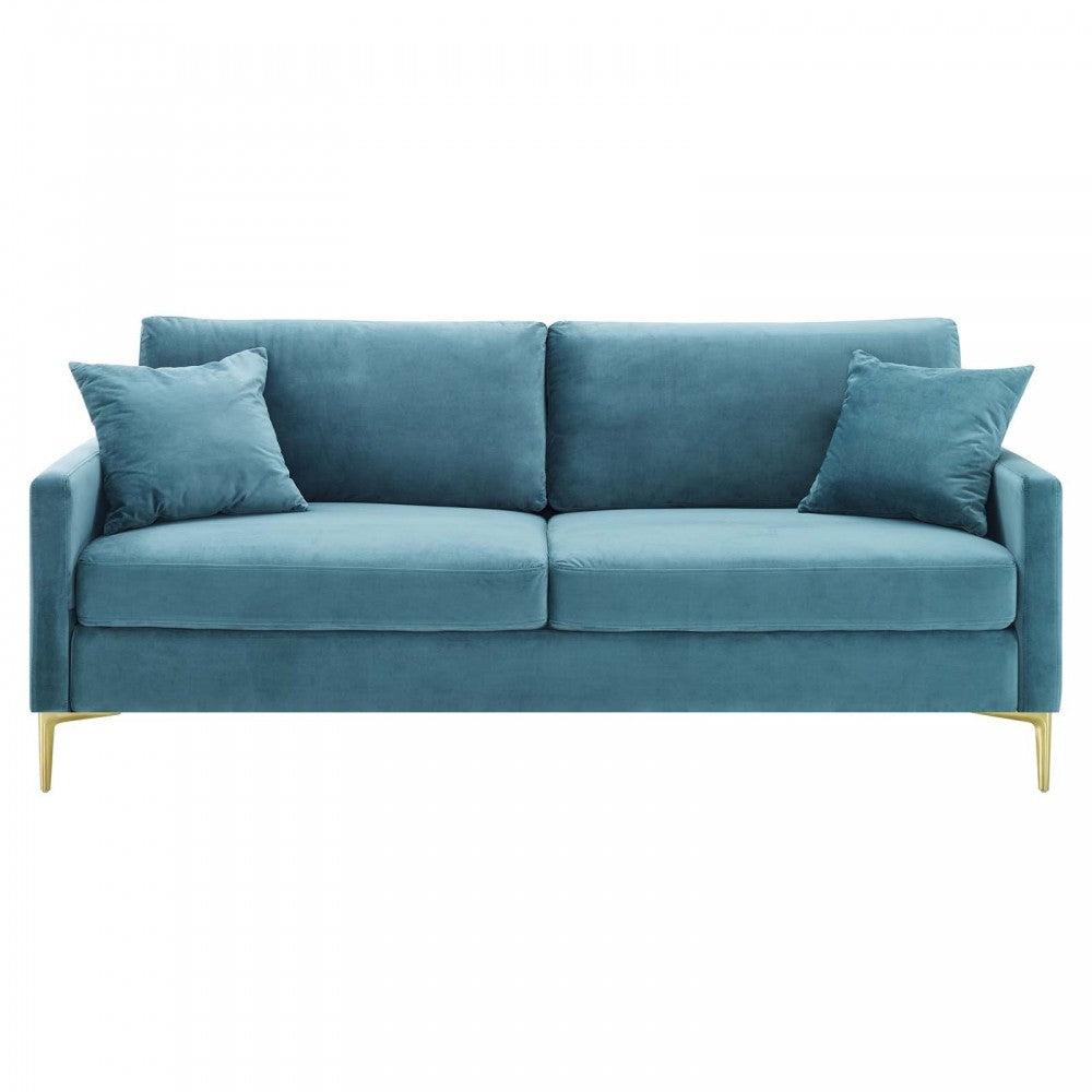 Juliana Performance Velvet Sofa, Sea Blue