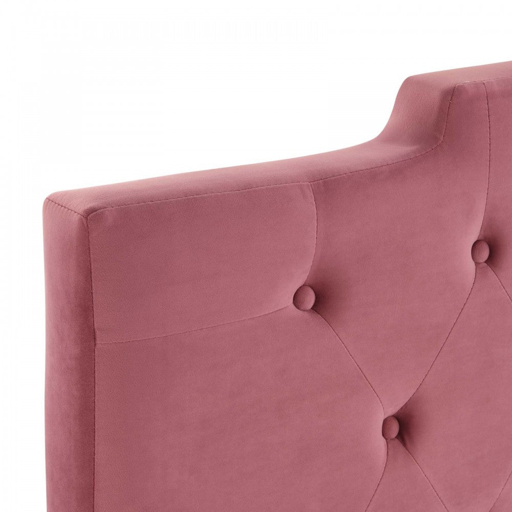 Juliet Tufted Full/Queen Performance Velvet Headboard, Dusty Rose