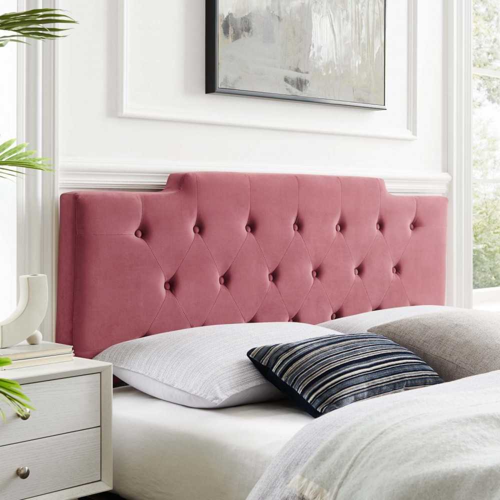 Juliet Tufted Full/Queen Performance Velvet Headboard, Dusty Rose