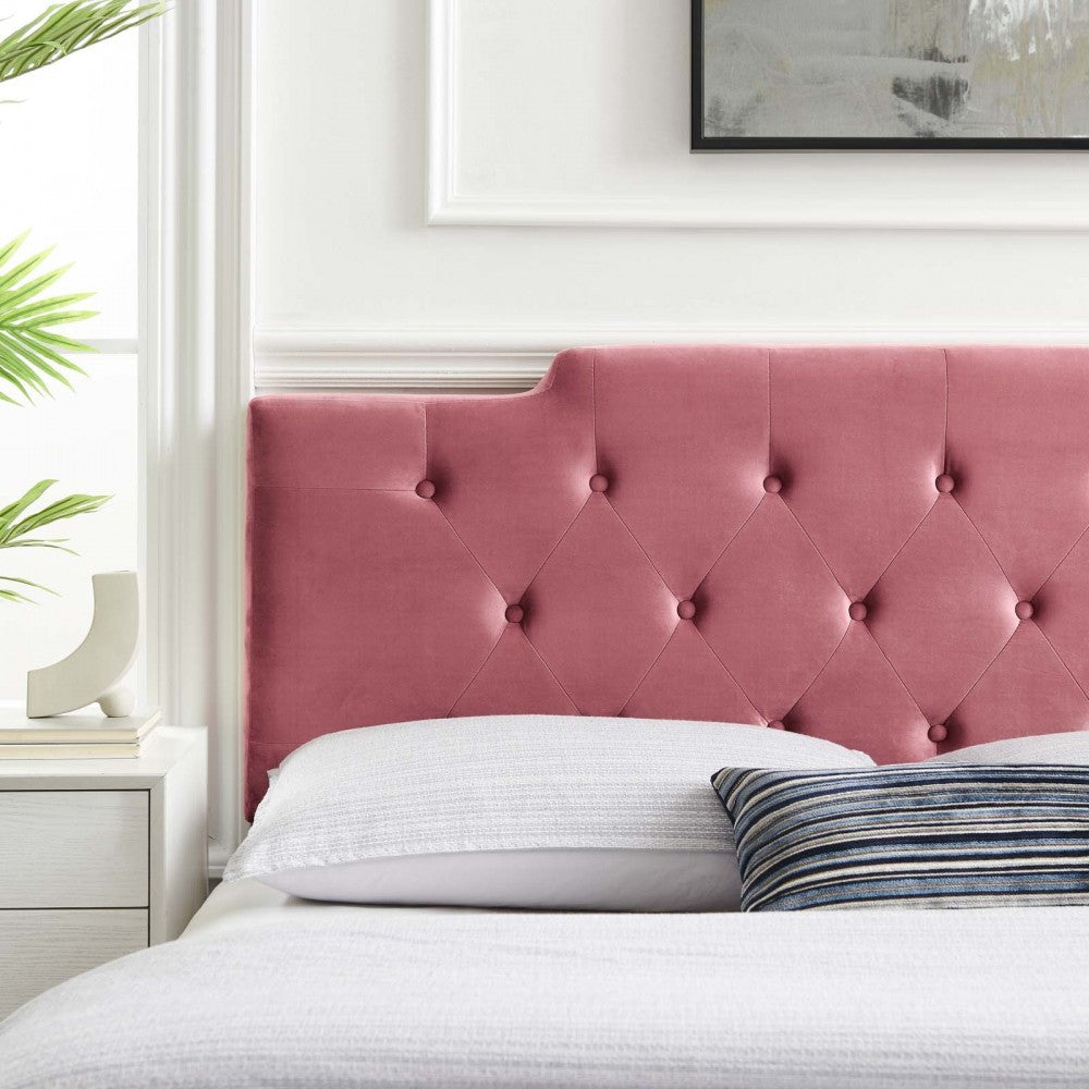 Juliet Tufted Full/Queen Performance Velvet Headboard, Dusty Rose