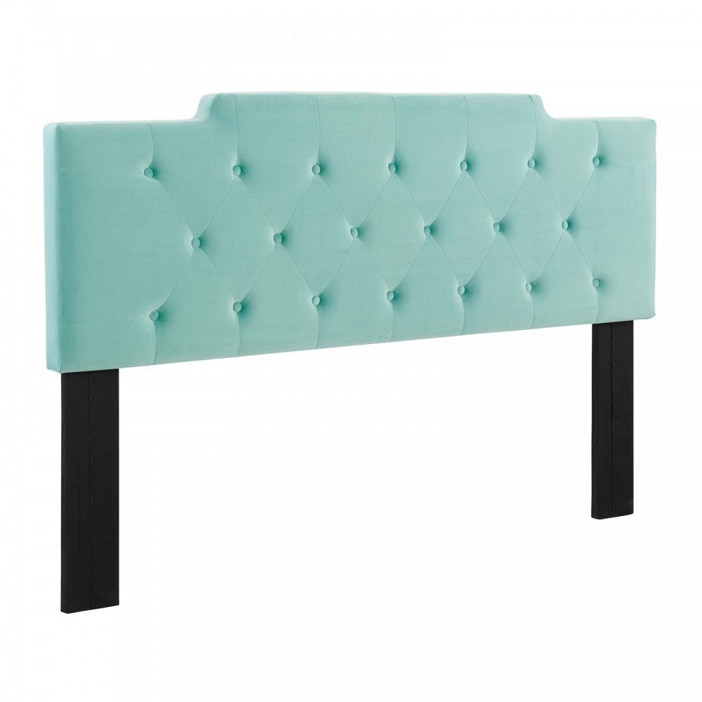 Juliet Tufted Full/Queen Performance Velvet Headboard, Mint