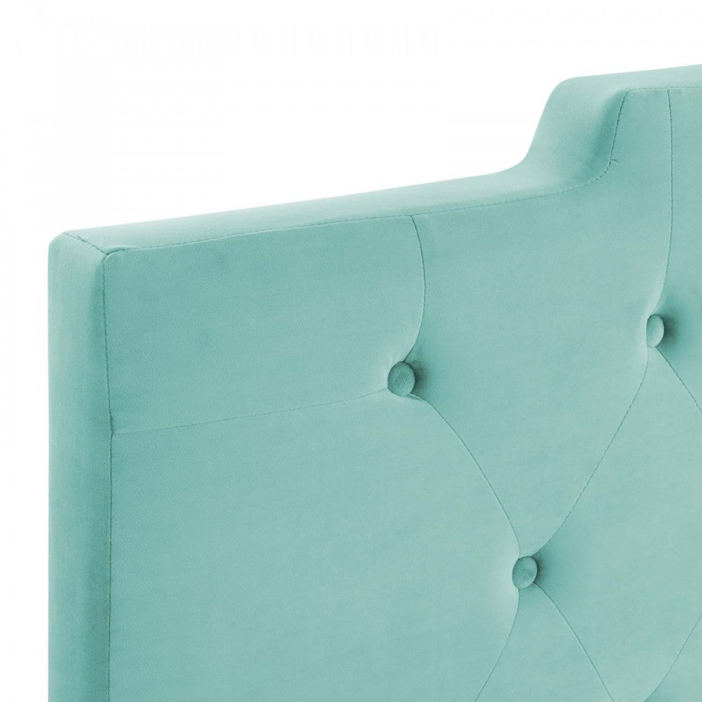 Juliet Tufted Full/Queen Performance Velvet Headboard, Mint