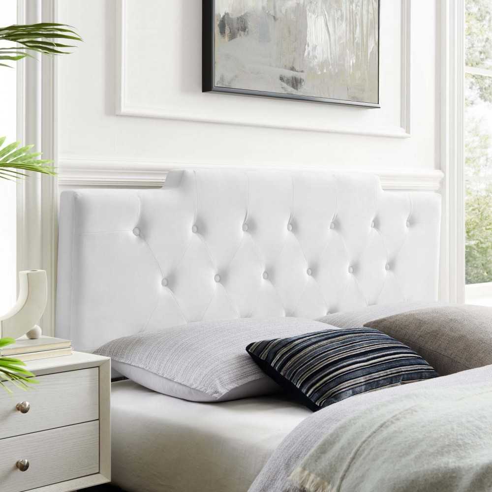 Juliet Tufted Full/Queen Performance Velvet Headboard, White