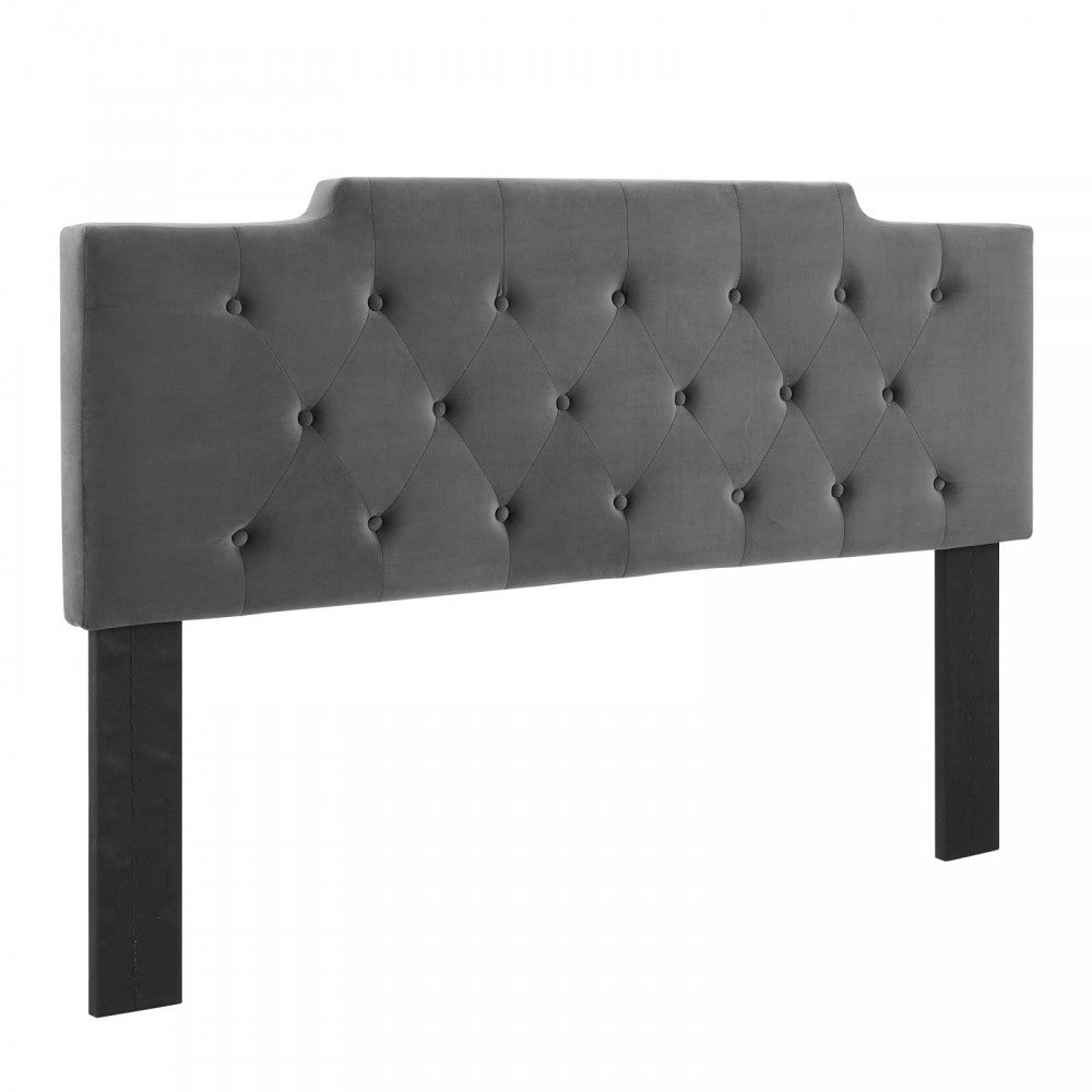 Juliet Tufted Full/Queen Performance Velvet Headboard, Charcoal