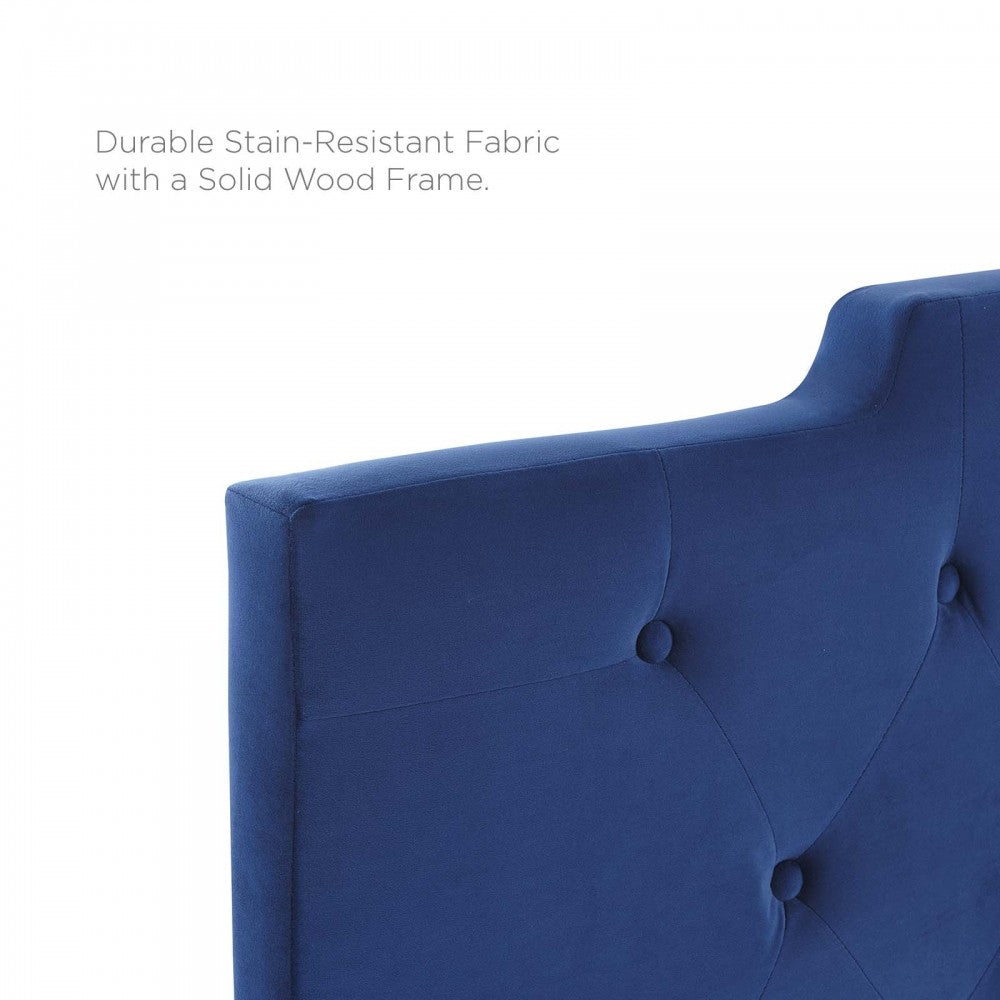Juliet Tufted King/California King Performance Velvet Headboard, Navy
