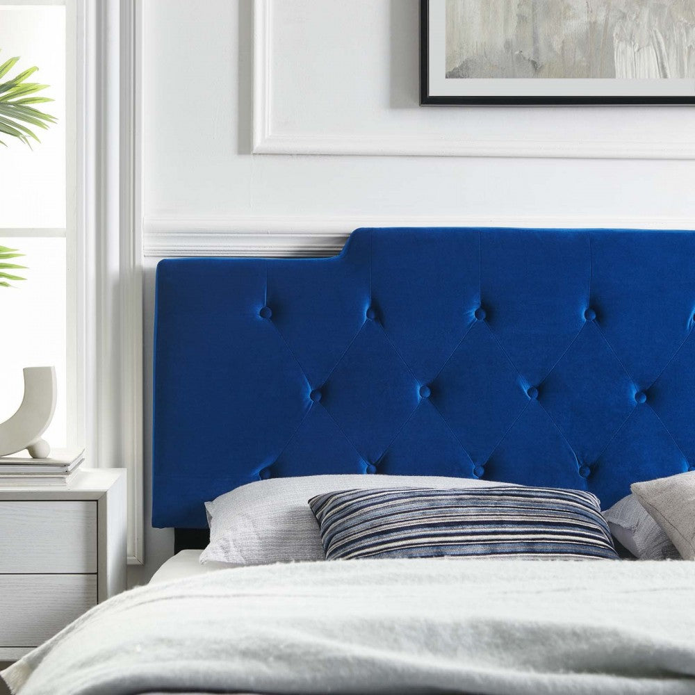 Juliet Tufted King/California King Performance Velvet Headboard, Navy