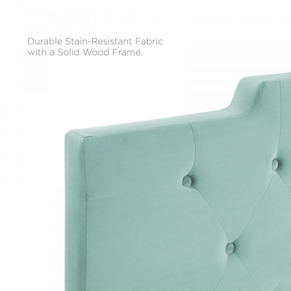 Juliet Tufted Twin Performance Velvet Headboard, Mint