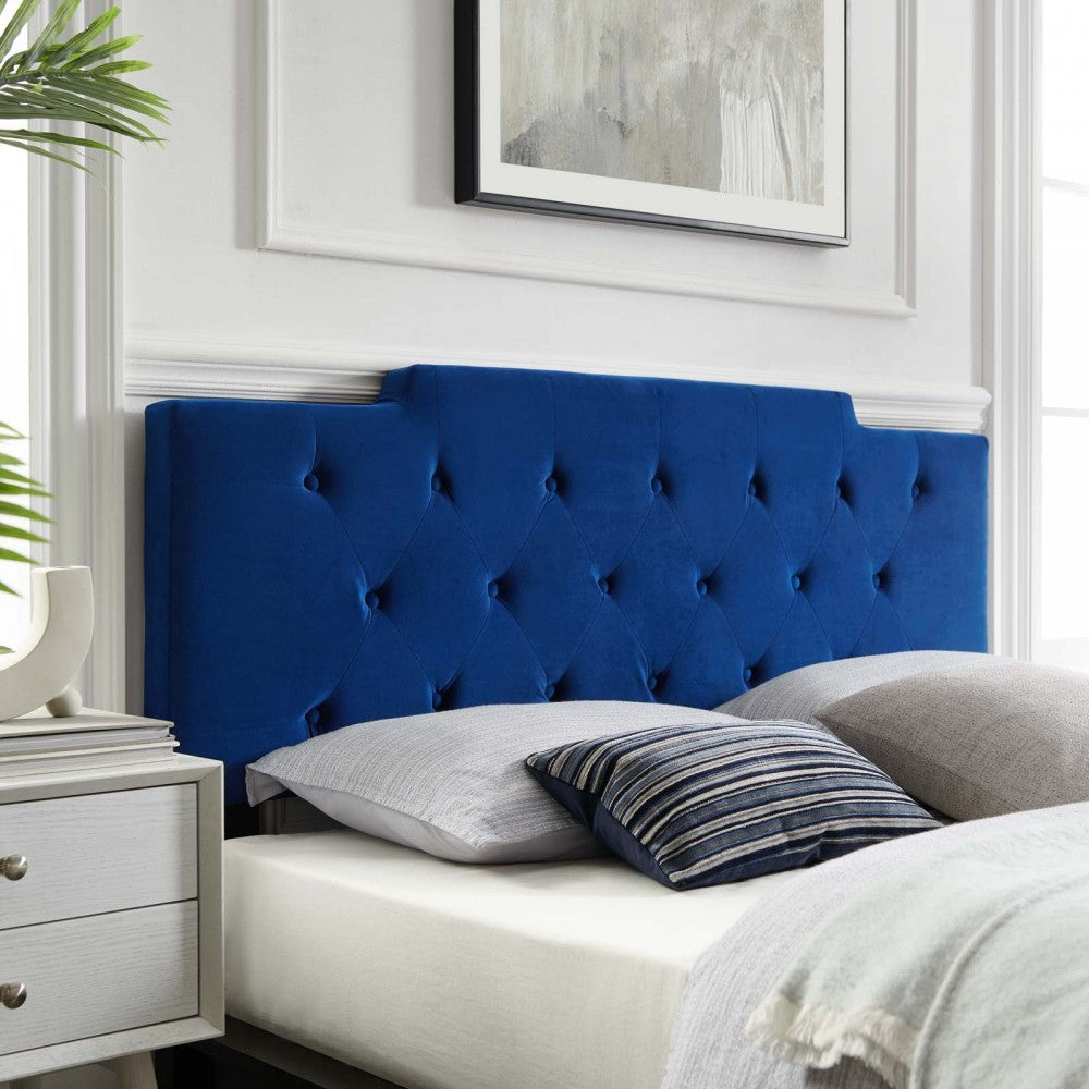 Juliet Tufted Twin Performance Velvet Headboard, Navy