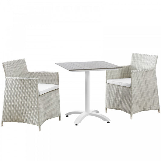 Junction 3 Piece Outdoor Patio Dining Set, Gray White