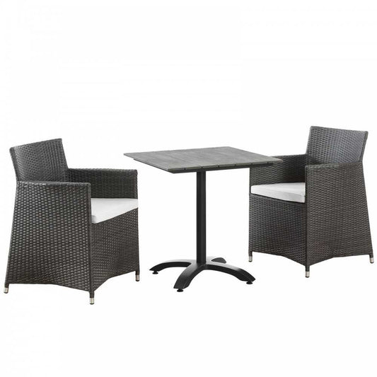 Junction 3 Piece Outdoor Patio Dining Set, Brown White