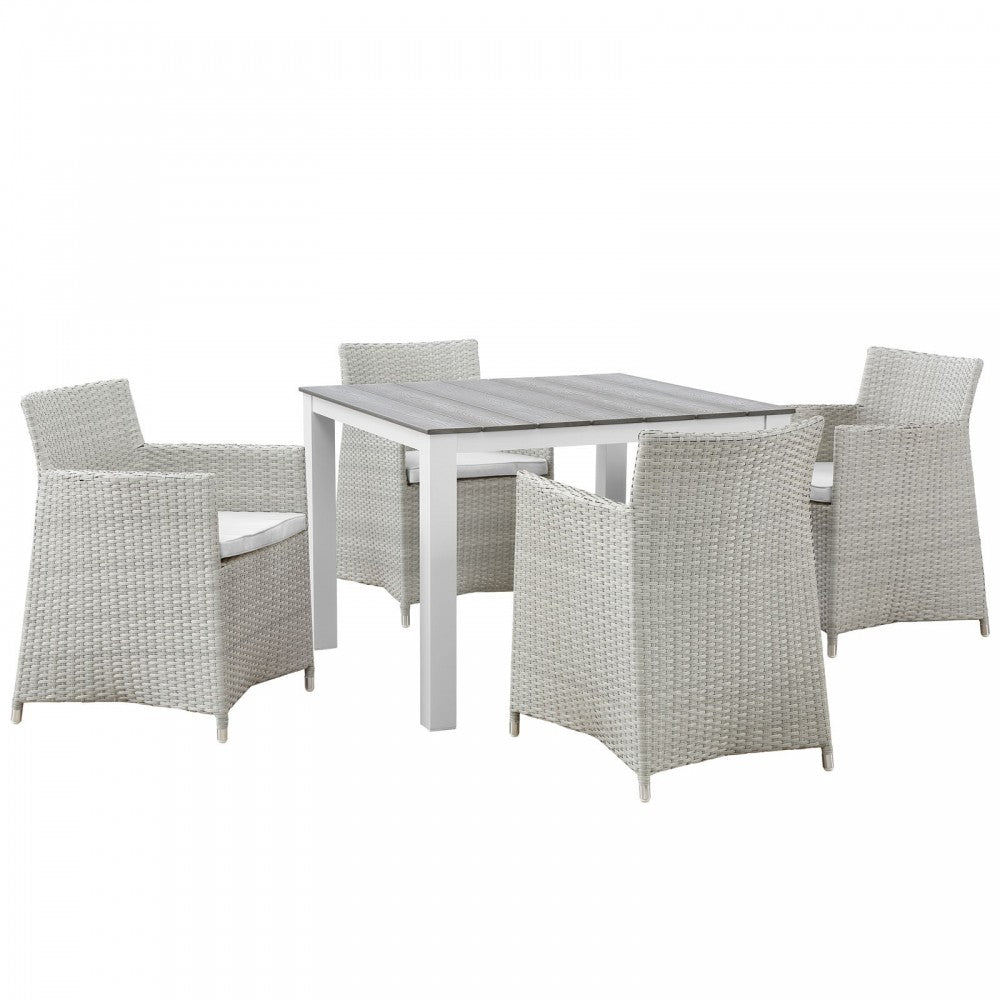 Junction 5 Piece Outdoor Patio Dining Set, Gray White, EEI-1744-GRY-WHI-SET
