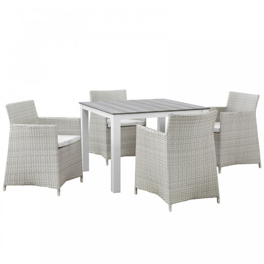 Junction 5 Piece Outdoor Patio Dining Set, Gray White, EEI-1744-GRY-WHI-SET