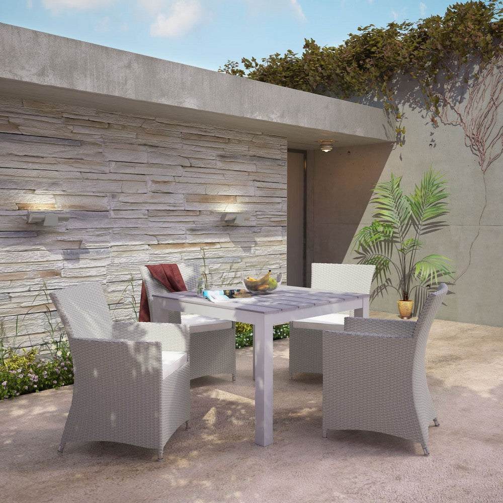 Junction 5 Piece Outdoor Patio Dining Set, Gray White, EEI-1744-GRY-WHI-SET