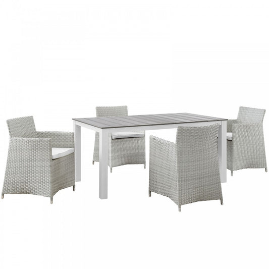 Junction 5 Piece Outdoor Patio Dining Set, Gray White, EEI-1746-GRY-WHI-SET
