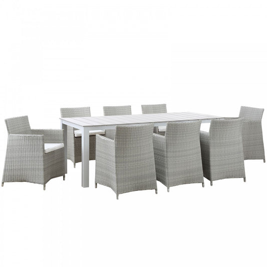 Junction 9 Piece Outdoor Patio Dining Set, Gray White