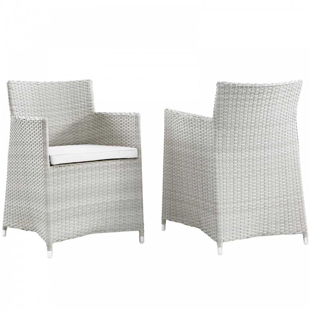 Junction Armchair Outdoor Patio Wicker Set of 2, Gray White