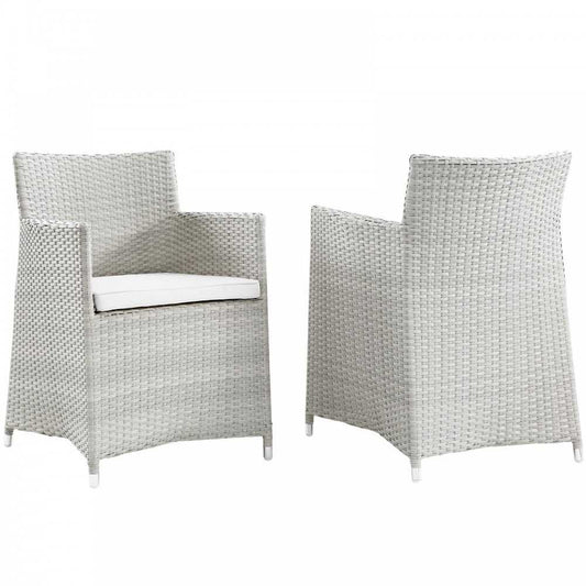 Junction Armchair Outdoor Patio Wicker Set of 2, Gray White