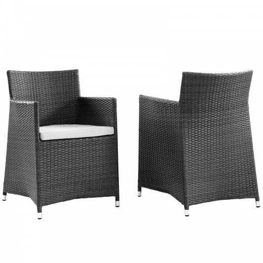 Junction Armchair Outdoor Patio Wicker Set of 2, Brown White