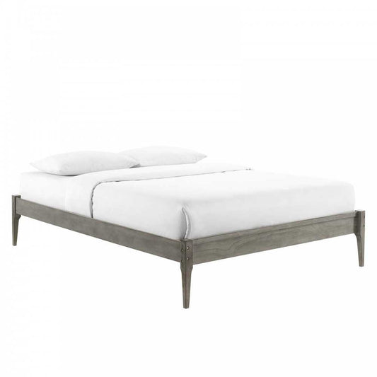 June Full Wood Platform Bed Frame, Gray