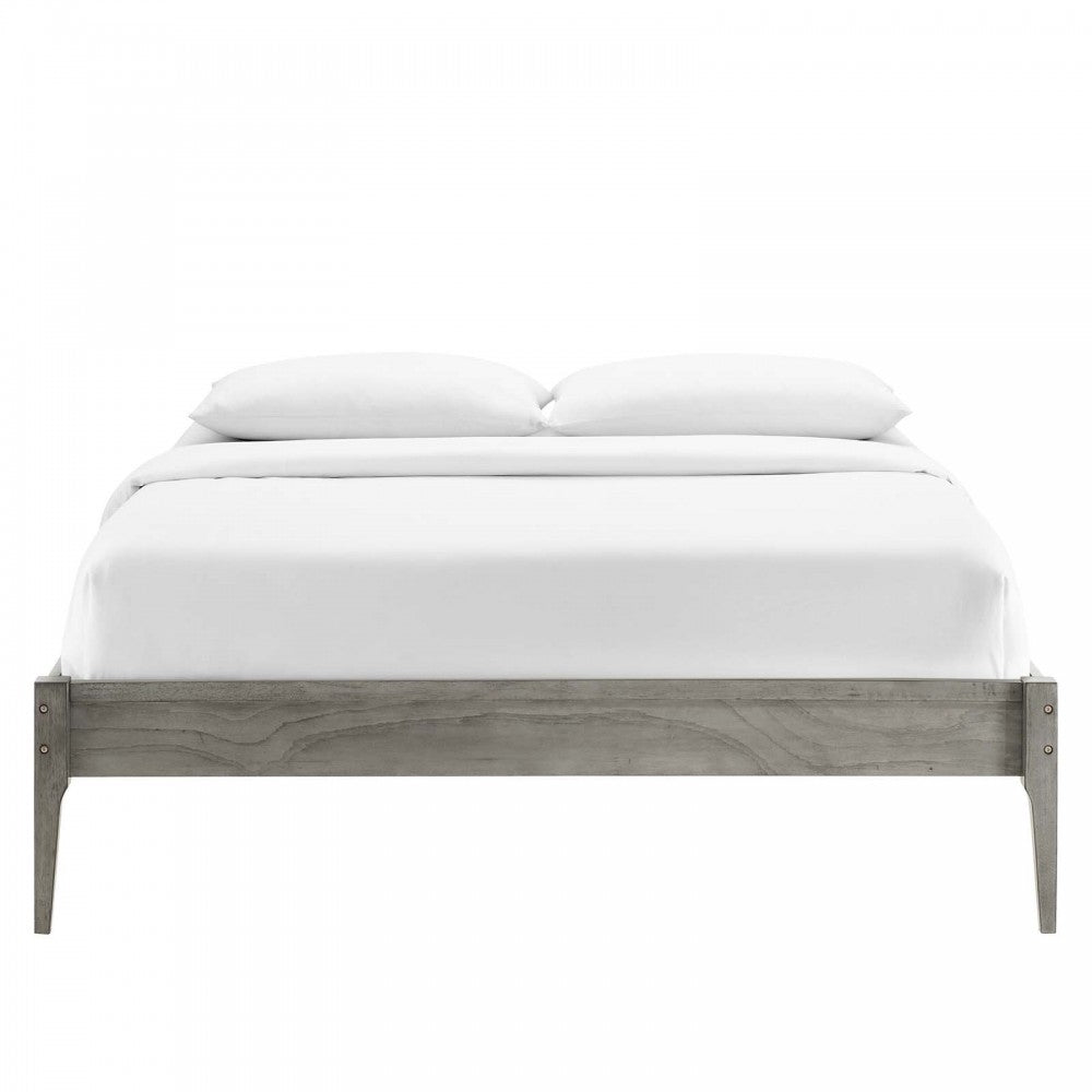 June Full Wood Platform Bed Frame, Gray