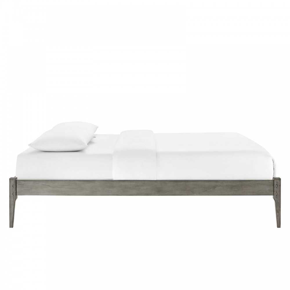 June Full Wood Platform Bed Frame, Gray